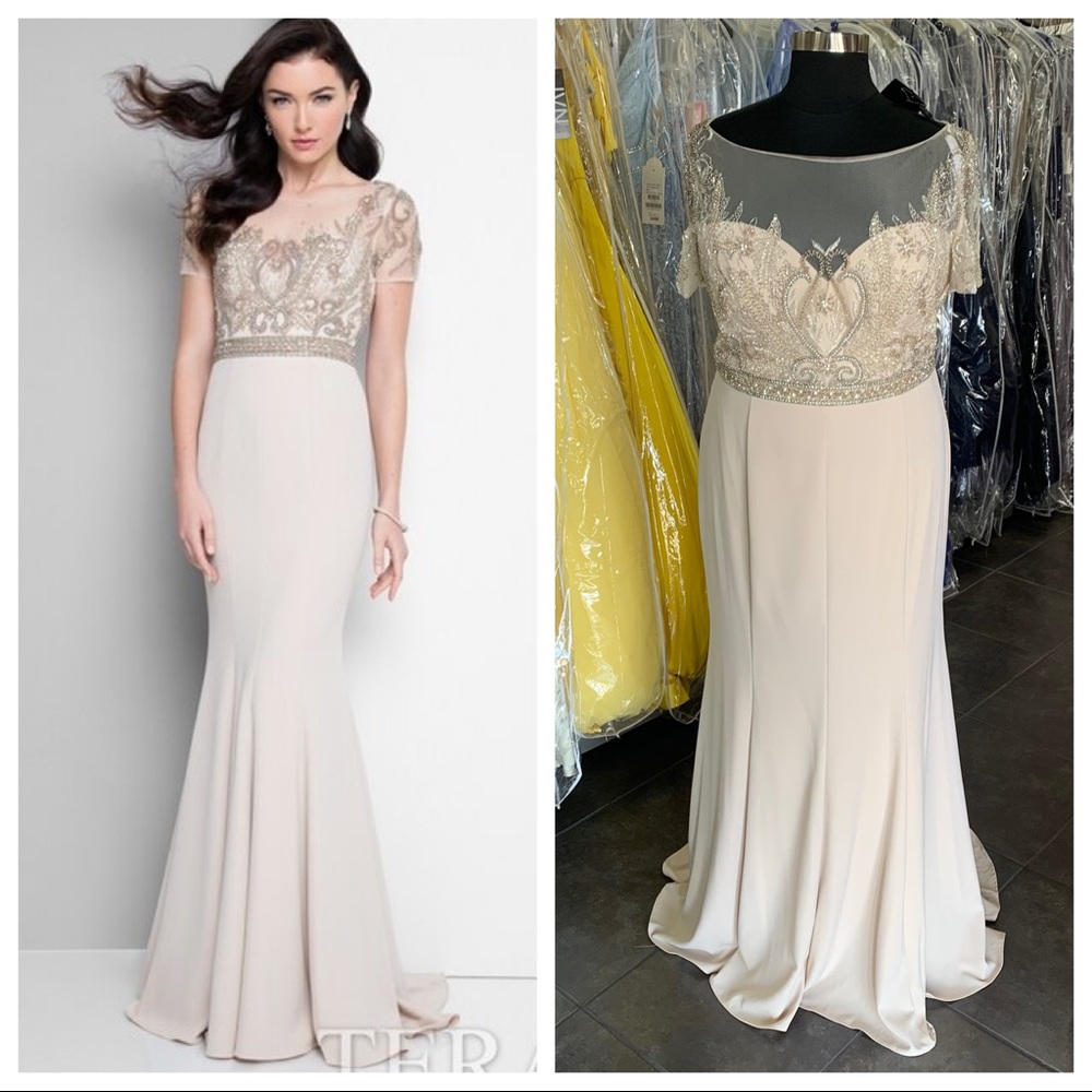 Nude illusion beaded mother of the bride groom